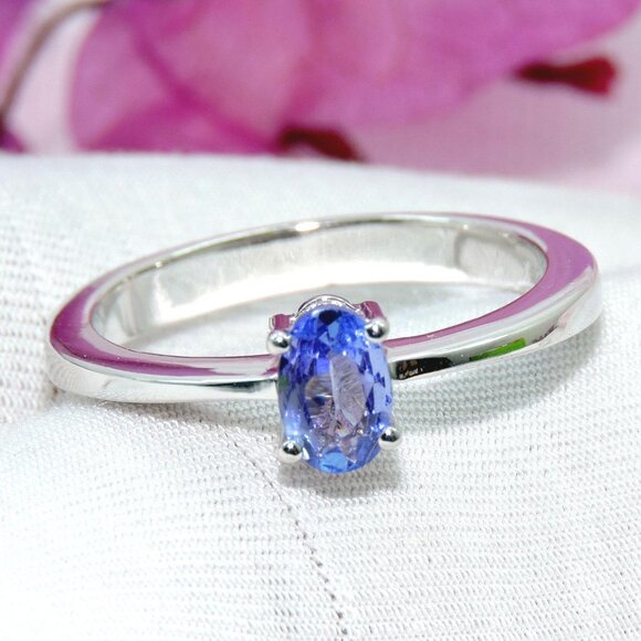Tanzanite Gemstone Ring, Faceted Tanzanite Gemstone, Simple Design, Ring Size:-8 - Picture 3 of 4